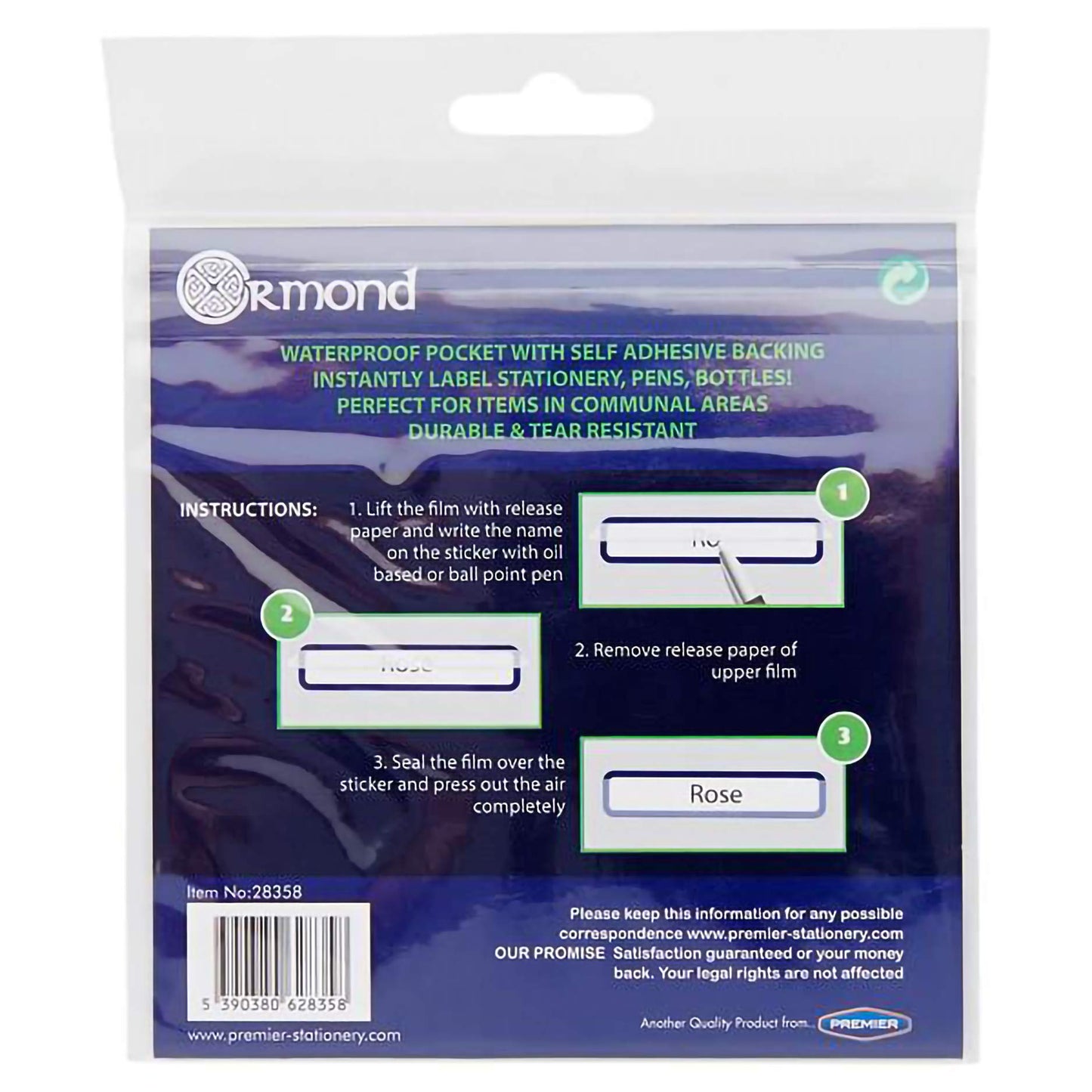 Waterproof Self Adhesive Sealable Labels with Blank Inserts 70 x 15mm Pack of 24