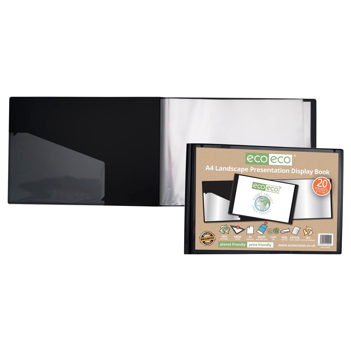 eco-eco 50% Recycled 20 Pocket Landscape Presentation Display Book