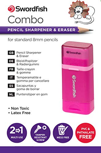 Swordfish Combo Pencil Sharpener and Eraser - Pink