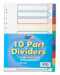 Tiger 10 Part Polypropylene A4 Dividers