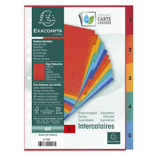 Exacompta A4 Numbered 5 Part Board Dividers