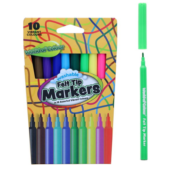 World of Colour 10 Washable Felt Tip Pens