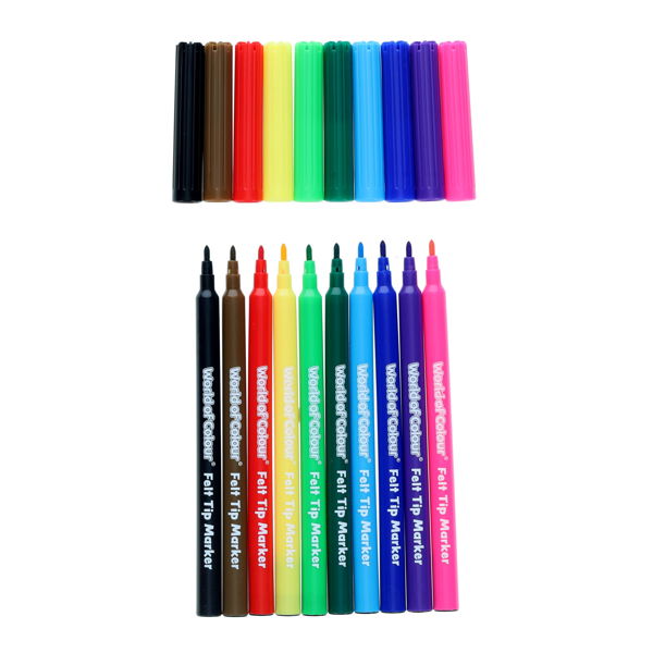 World of Colour 10 Washable Felt Tip Pens