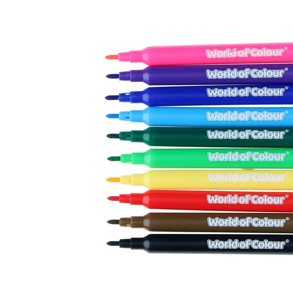 World of Colour 10 Washable Felt Tip Pens