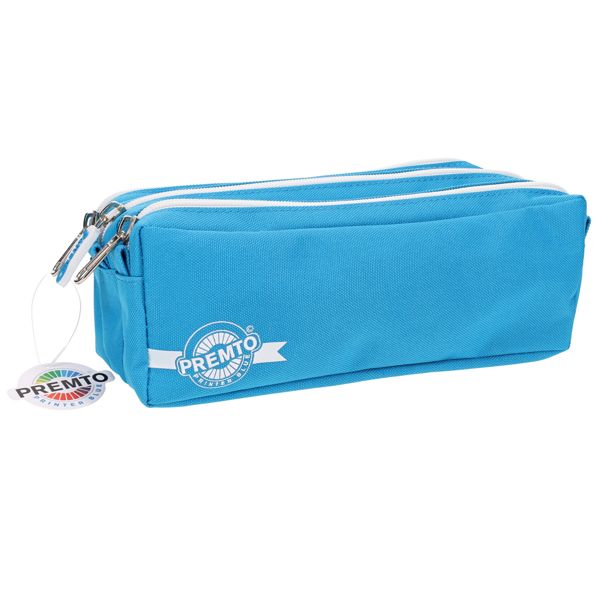 Premtone 3 Section Fabric Pencil Case - Black, Pink or Blue