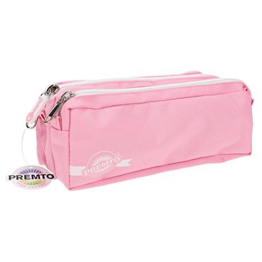 Premtone 3 Section Fabric Pencil Case - Black, Pink or Blue