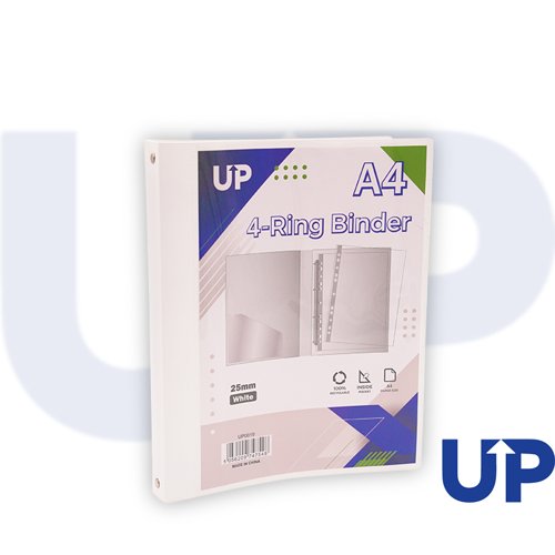White 4 Ring Binder - 25mm