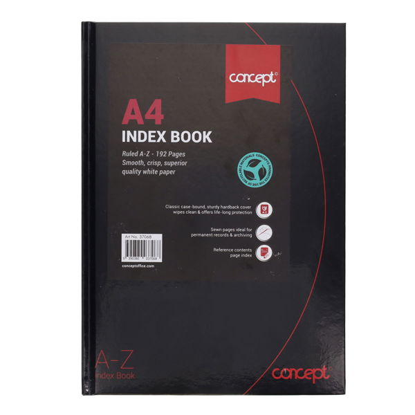 A-Z Index Books Ruled White Pages A6, A5 or A4