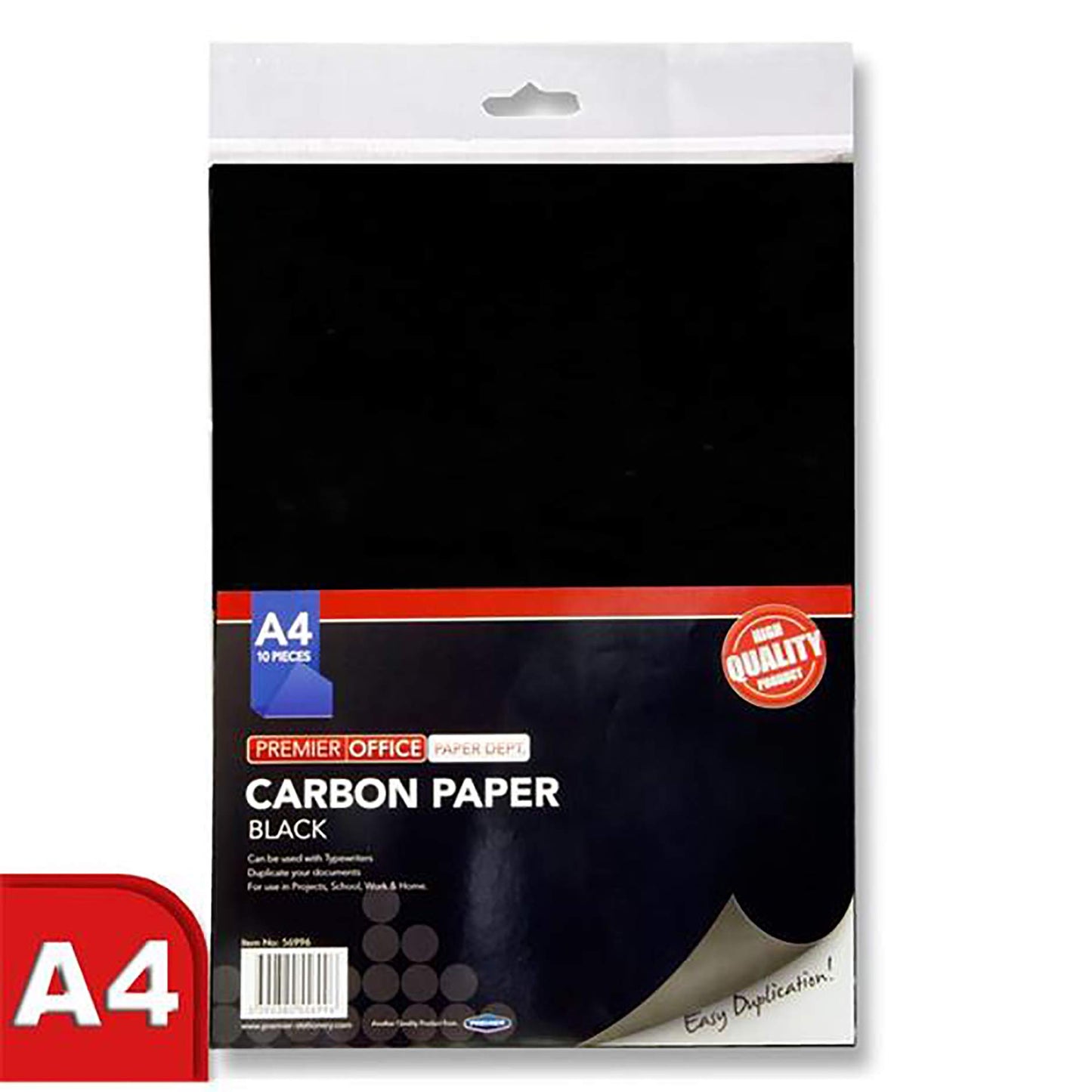 Premier Stationery A4 Carbon Paper pack of 10 Sheets - Black
