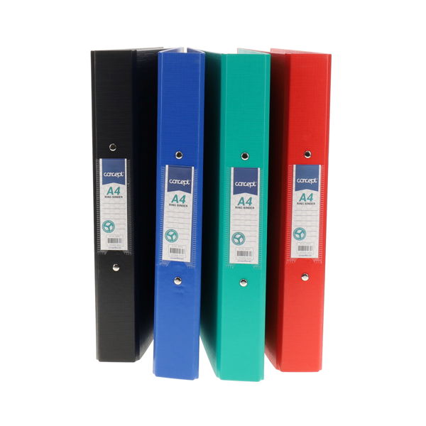 A4 Polyproylene Ringbinders Black 4 Colour Choice