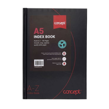 A-Z Index Books Ruled White Pages A6, A5 or A4