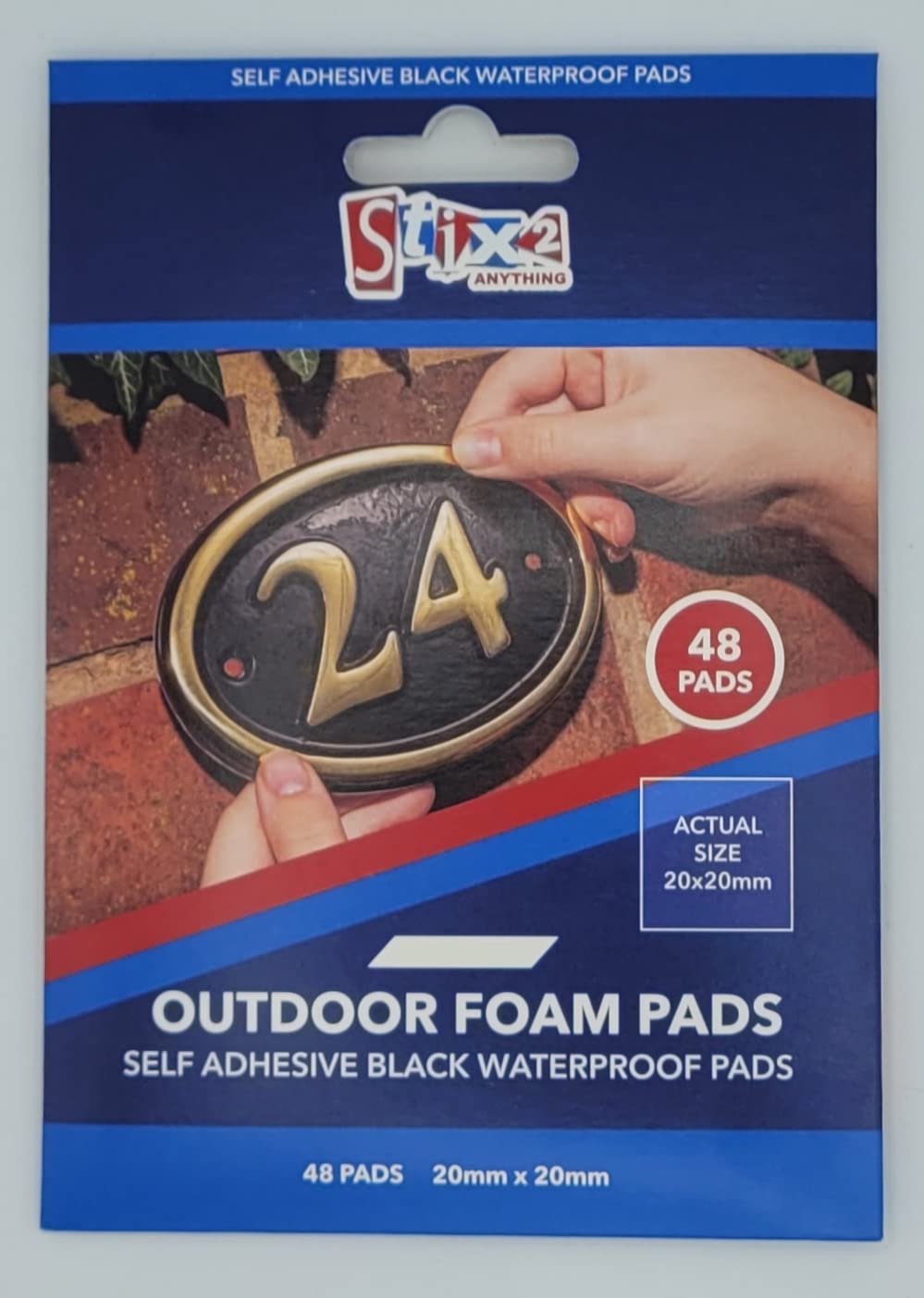 Outdoor Foam Pads, Double Sided Adhesive, pk of 48 - 20mm x 20mm