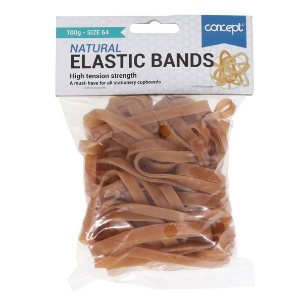 100g Bag of Assorted Elastic Rubber Bands Multi Coloured in Resealable Bag