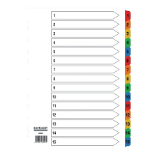 Eastlight Numbered Subject Dividers 5, 10 or 15 Part
