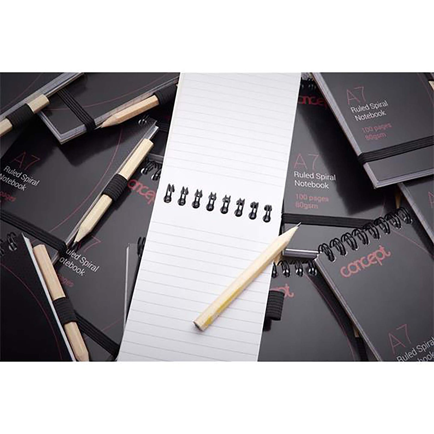 Concept A7 100 Pages Spiral Pocket Notebook with Pencil