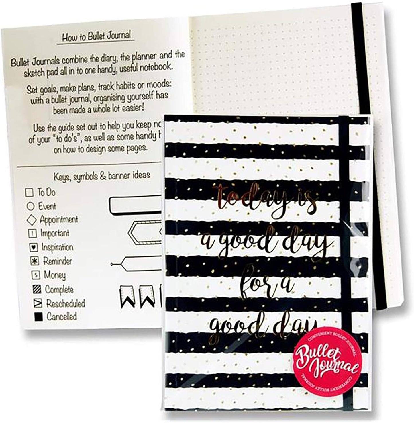 Premier Stationery A5 200 Page Bullet Journal - Black/White