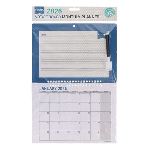 2026 Notice Board Monthly Planner