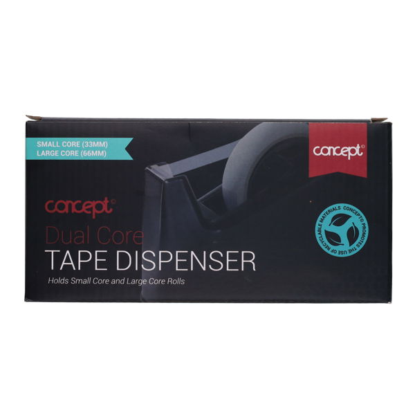 Tape Dispenser for Small and Large Rolls of Tape - Black