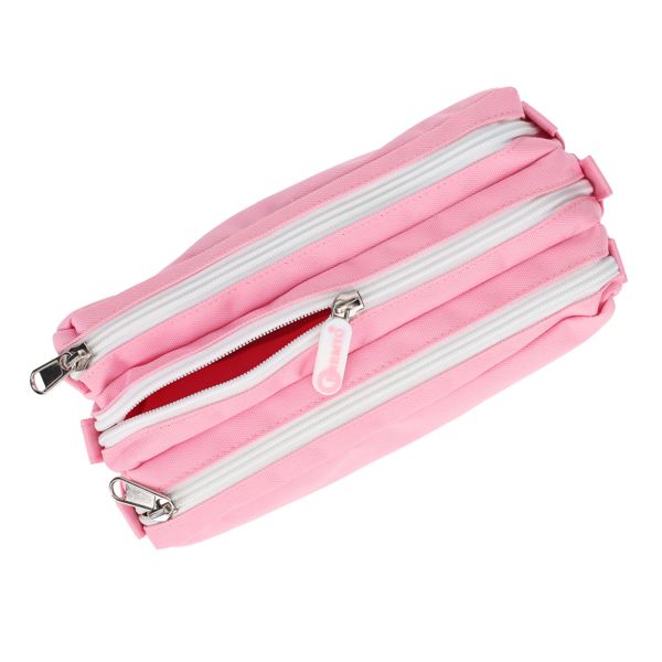 Premtone 3 Section Fabric Pencil Case - Black, Pink or Blue