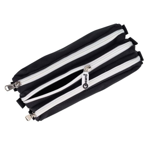 Premtone 3 Section Fabric Pencil Case - Black, Pink or Blue
