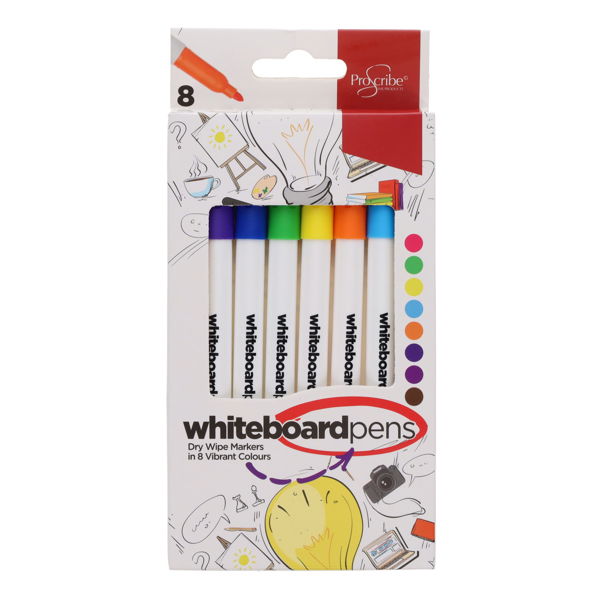 8 Fine Bullet Tip Whiteboard Markers - Asst