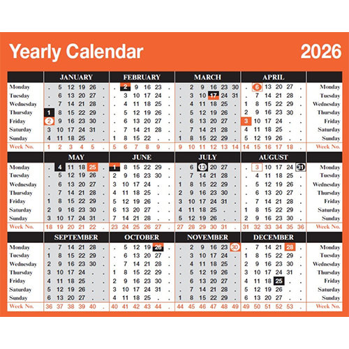 2026 Yearly Desk Calendar