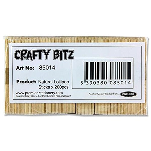 Crafty Bitz 200 Lollipop Sticks Natural Colour