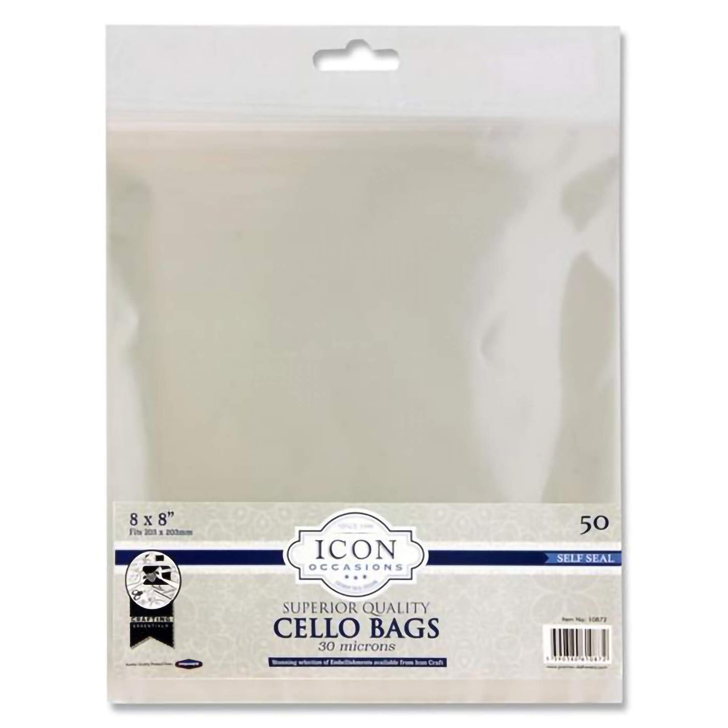 Icon Self Seal 8" x 8" Cello Bags Pack of 50