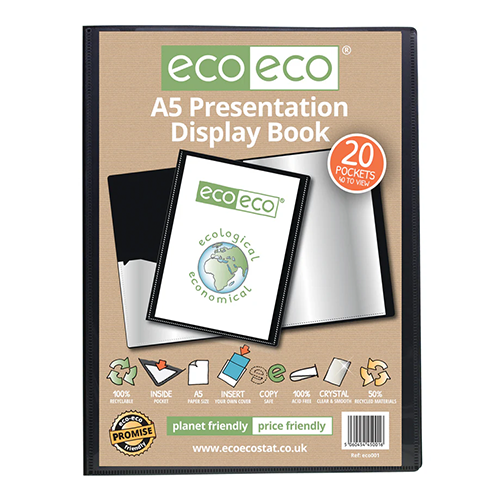 eco-eco A5 50% Recycled 20 Pocket Presentation Display Book