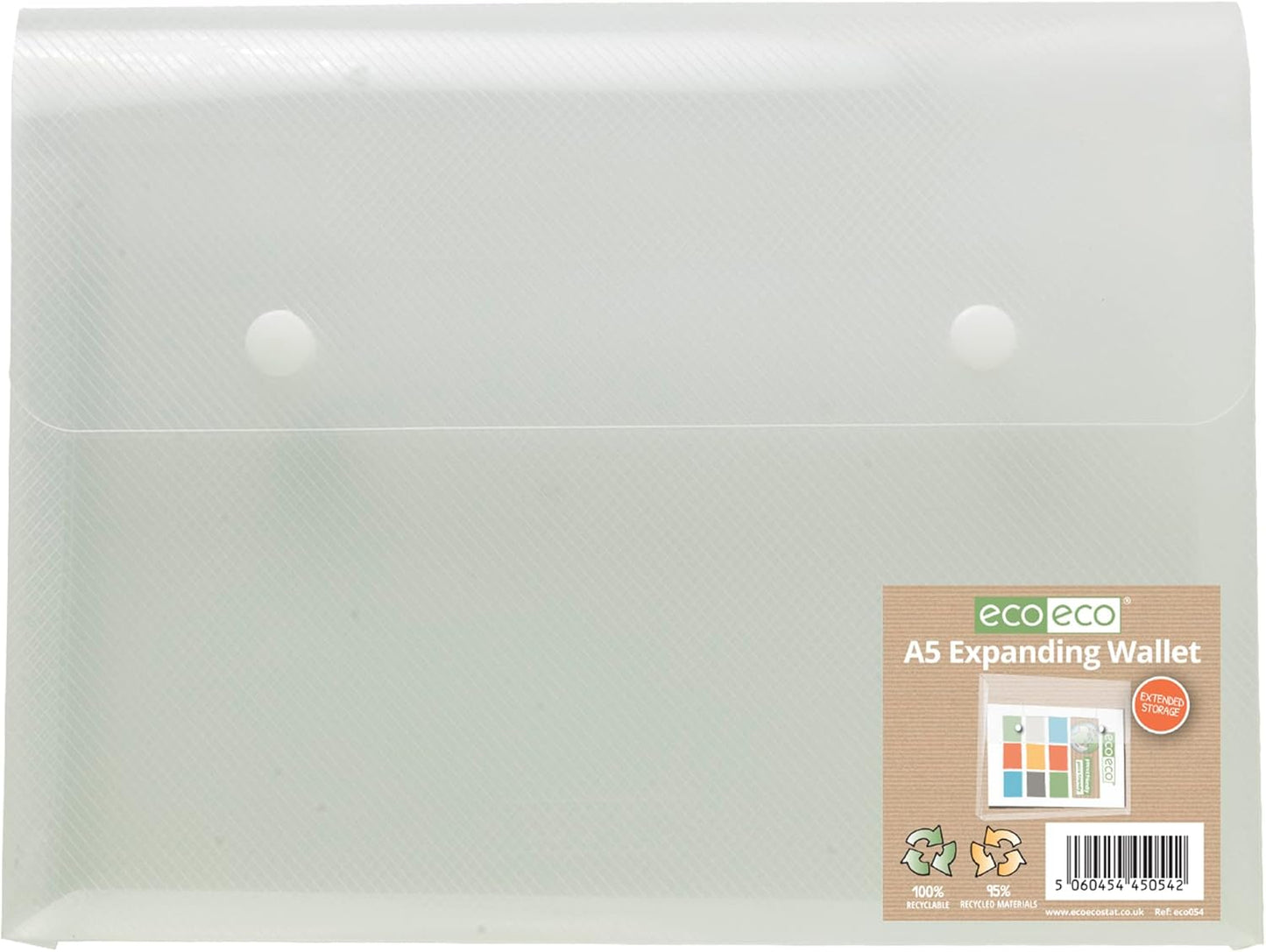 eco-eco A5 95% Recycled Expanding 2 Stud Wallet