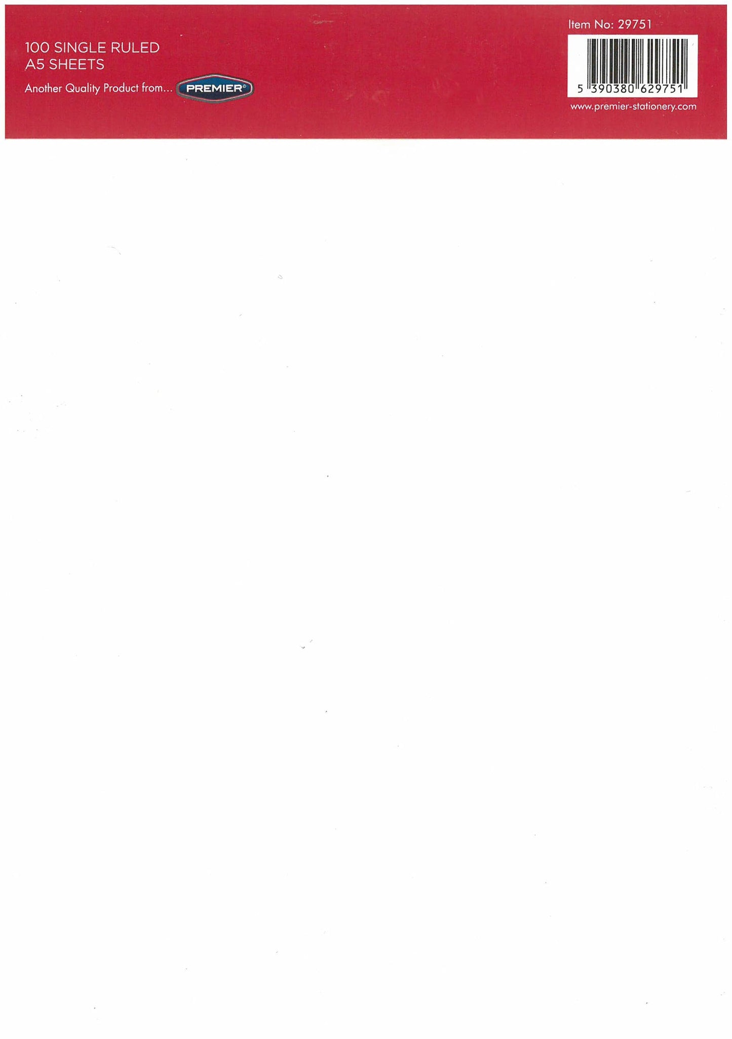 Brookland Bond A5 Writing Pad 100 Sheets - White Ruled