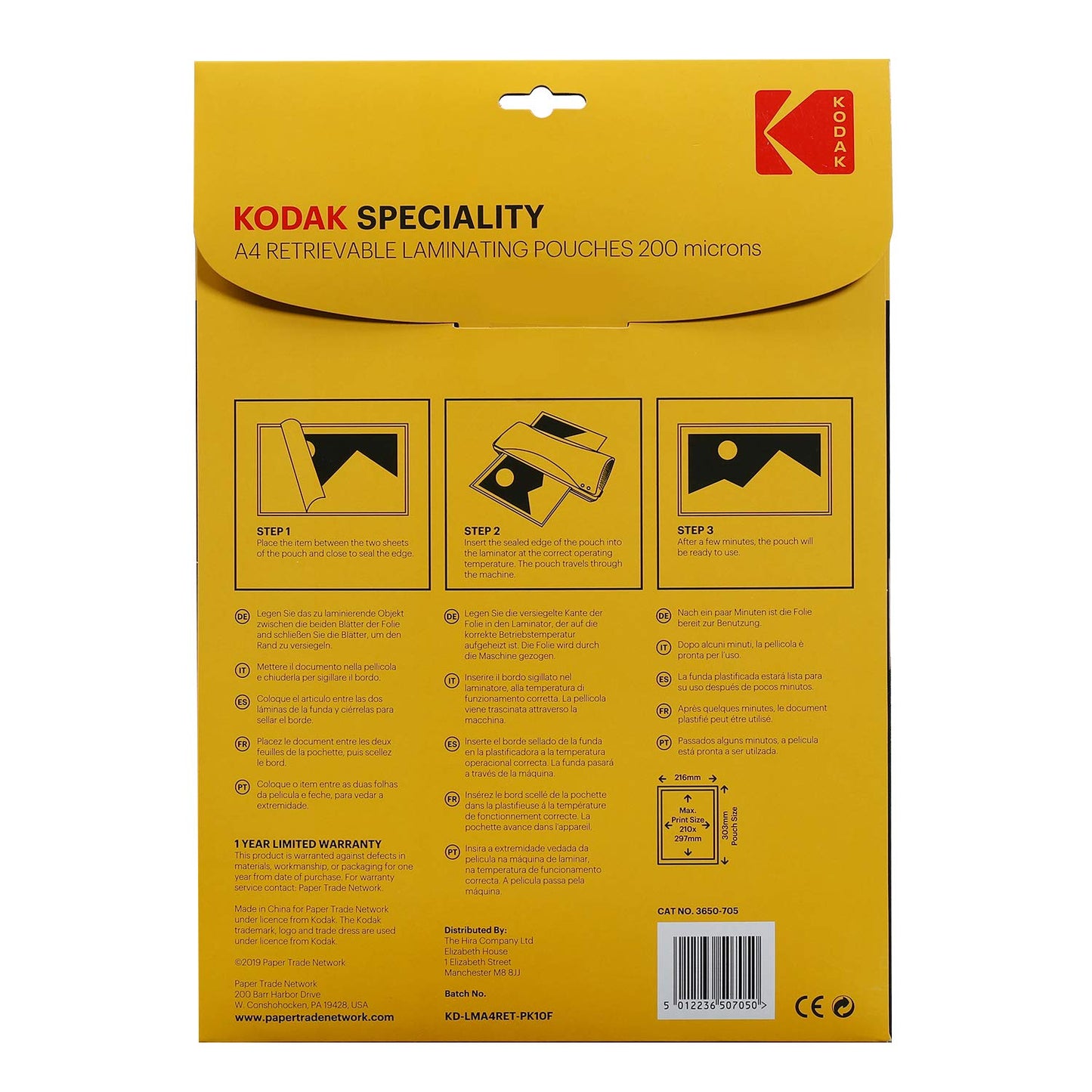 KODAK A4 Retrievable Pouches Pack of 10 | 200 Micron
