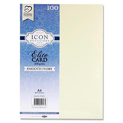 Icon A4 300gsm Smooth Card 100 Sheets White or Ivory