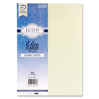 Icon A4 300gsm 100 Sheets Ivory Linen Card