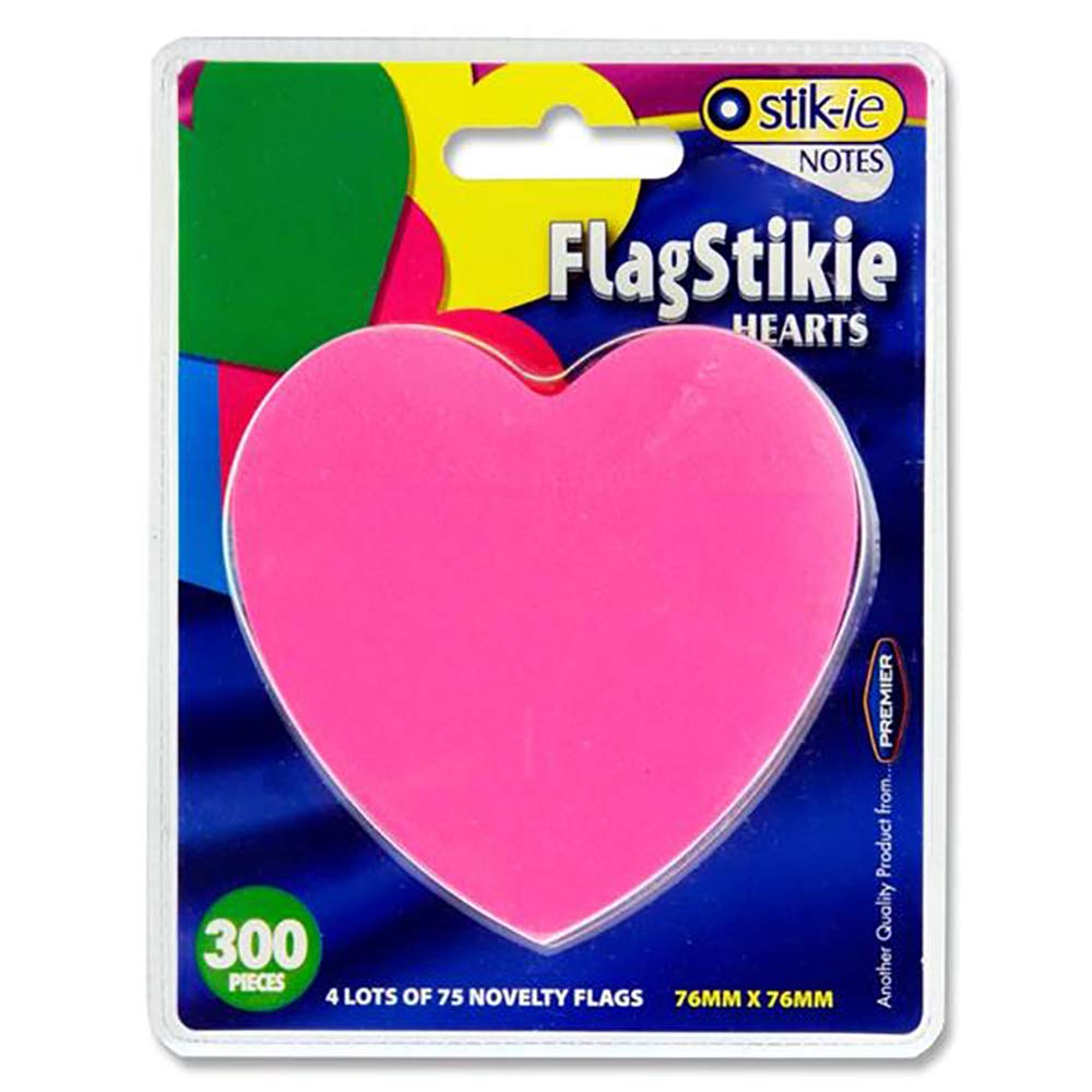 Premier Stationery Stik-ie Heart Shaped Sticky Notes 300 Sheets