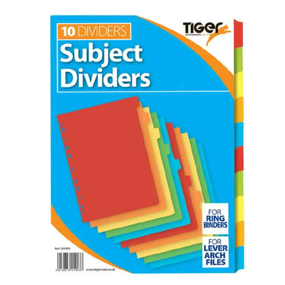 Tiger A4 10 Part Card Subject Dividers
