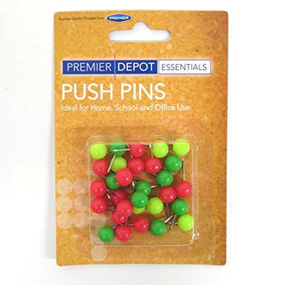 Multi Coloured Round Head Push Pins Pack of 30