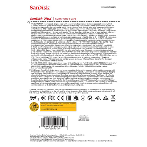 SanDisk Ultra 128GB MicroSDXC UHS-I Class 10 Memory Card