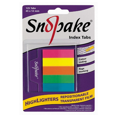 Snopake 13154 Index 125 Tabs Highlighters 45 x 12mm Transparent