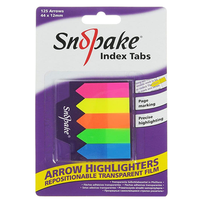 Snopake 13906 Index Tab Highlighters Transparent 44 x 12mm 125 Arrows