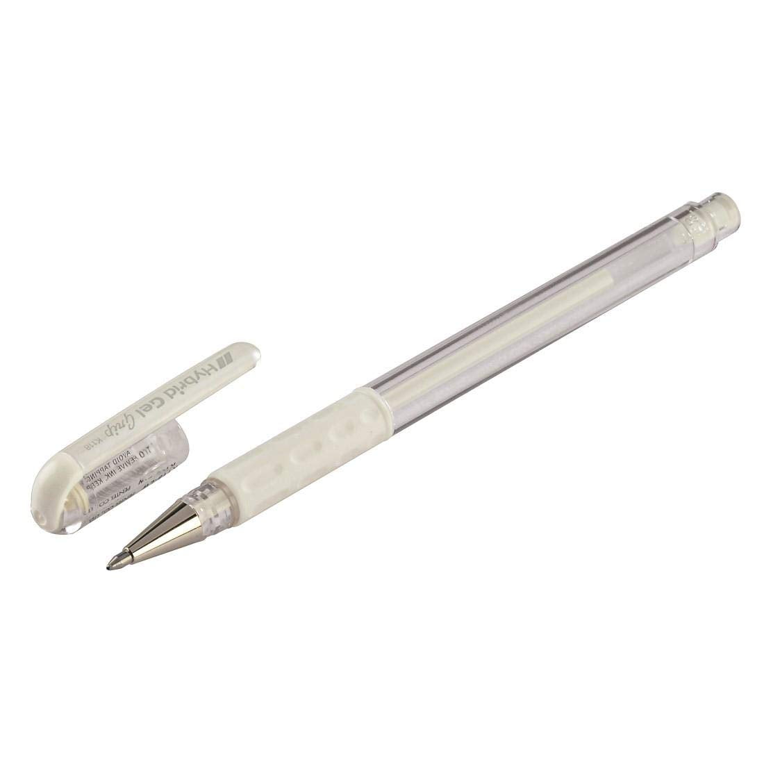 Pentel K118 Hybrid Rollerball Pen White or Silver