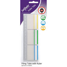 Snopake 15885  Extra Thick Repositionable Filing Index Tabs with Ruler 30 Tabs