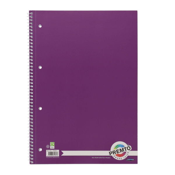 A4 4 Hole Punched Spiral Perforated 160 Page Ruled Notebook