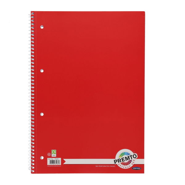 A4 4 Hole Punched Spiral Perforated 160 Page Ruled Notebook