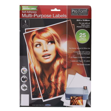 A4 Printer Labels - 25 Sheet Packs