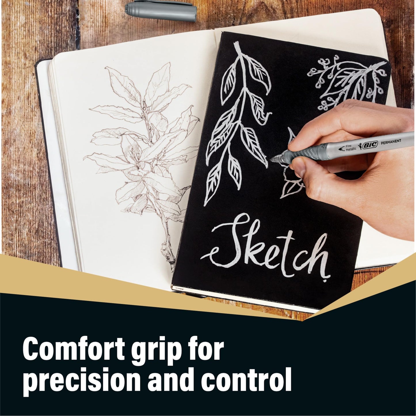 BIC 2 x Permanent Gold & Silver Metallic Markers