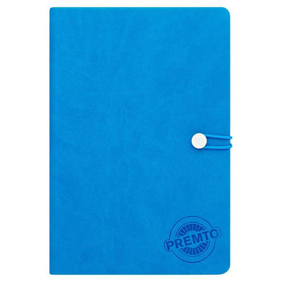 A5 192pg Hardcover Notebook with Elasticated Button Closure - Printer Blue