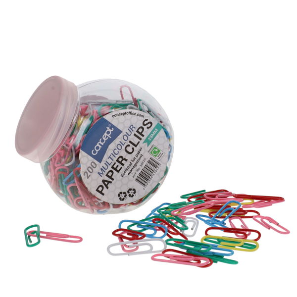 200 x 28mm Multicoloured Paper Clips