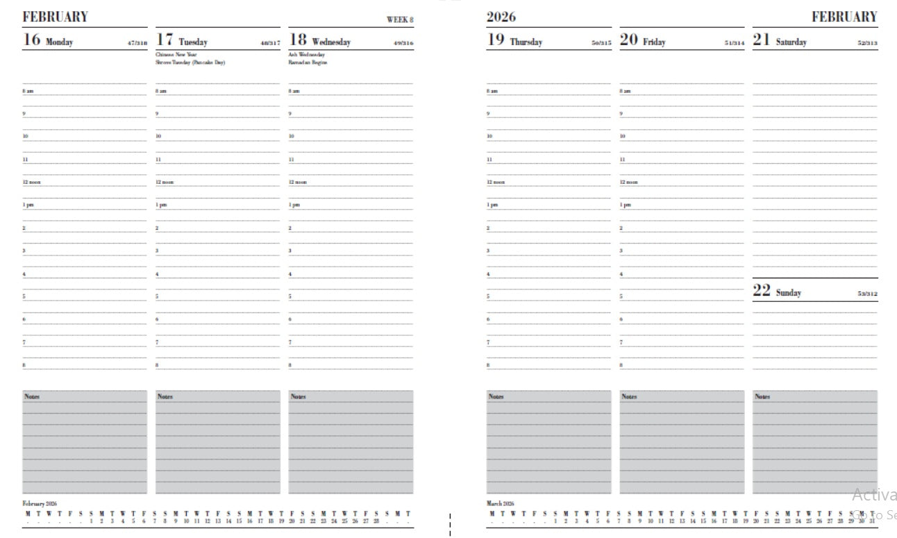 Quarto 2026 Black Week To View Padded Diary