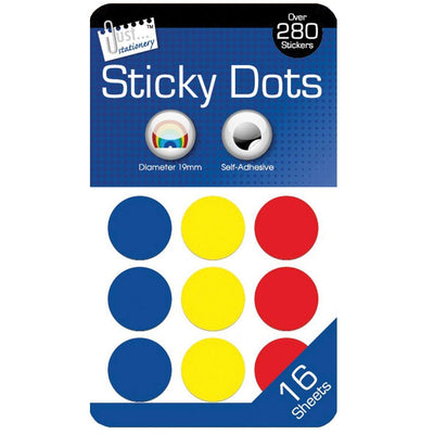 280 x Self Adhesive 19mm Coloured Sticky Dots